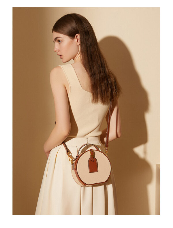 Genuine Leather Mini Small Round Bag Women's Messenger Bag - Image 6