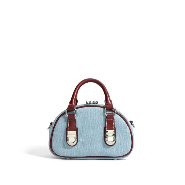 First Layer Cowhide With Denim Bun-shaped Bag - Image 5