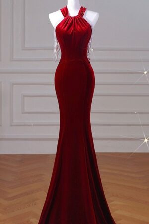 Velvet Fish Tail Cocktail Dress Bridal Engagement