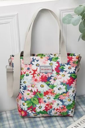Versatile Large Capacity Floral Canvas Crossbody Shoulder Bag