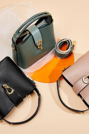 All-match First Layer Cowhide Portable Bucket Bag