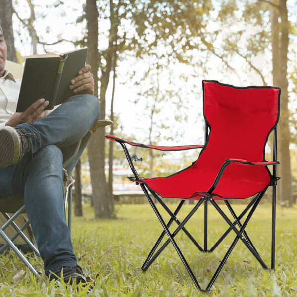 Camping Chair, Black Frame Red Oxford Cloth - Image 10
