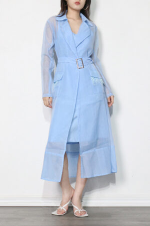 Sun Protection Thin Long Sleeve Trench Coat Plus Slim Strap Long Women's Dress