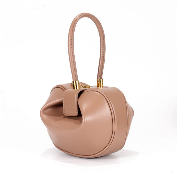 Leather handbags Europe and the United States fashion retro French niche design portable dumplings wonton handbags - Image 3