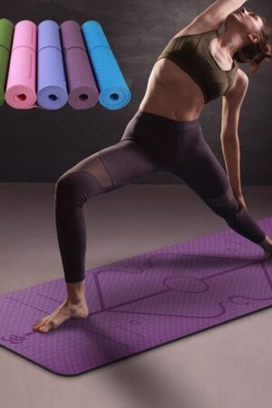 Non Slip TPE Yoga Mat Position Line Beginner