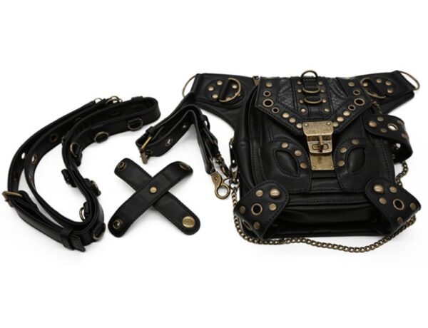High Quality Unisex PU Leather Motorcycle Rider Hip Leg Belt Bum Waist Holster Bags Punk Rock Messenger Shoulder Cross Body Bag - Image 3