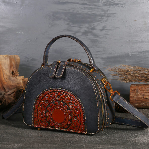 Vintage leather handbag multi-functional suede cowhide - Image 5