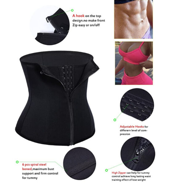 Amazon hot-selling zipper three-breasted belt neoprene corset body burst SWEAT fitness postpartum body girdle - Image 4