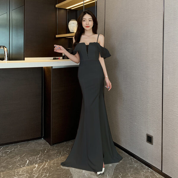 One-neck Low-cut Long Halter Dress - Image 3