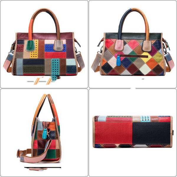 Cowhide color patchwork bag - Image 3