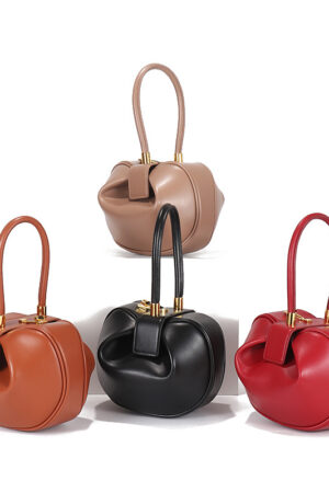 Leather handbags Europe and the United States fashion retro French niche design portable dumplings wonton handbags