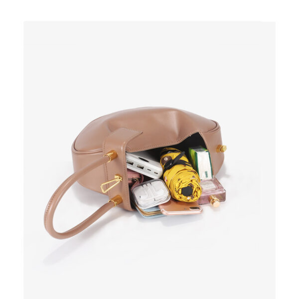 Leather handbags Europe and the United States fashion retro French niche design portable dumplings wonton handbags - Image 2