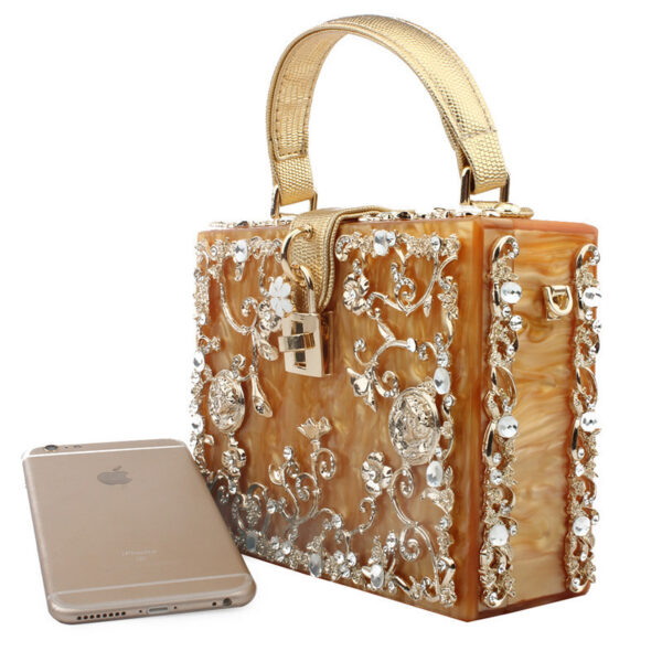 Diamond-studded portable diamond small square bag - Image 4