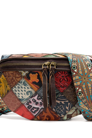 Leather stitching fashion embossed crossbody national trend chest bag