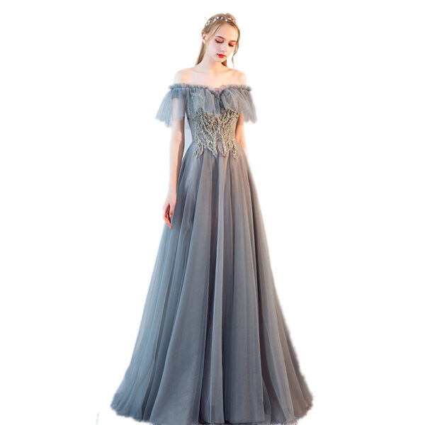 The Host's Annual Meeting Banquet Dress Skirt Fairy Air Shoulder Long Dress Female - Image 5