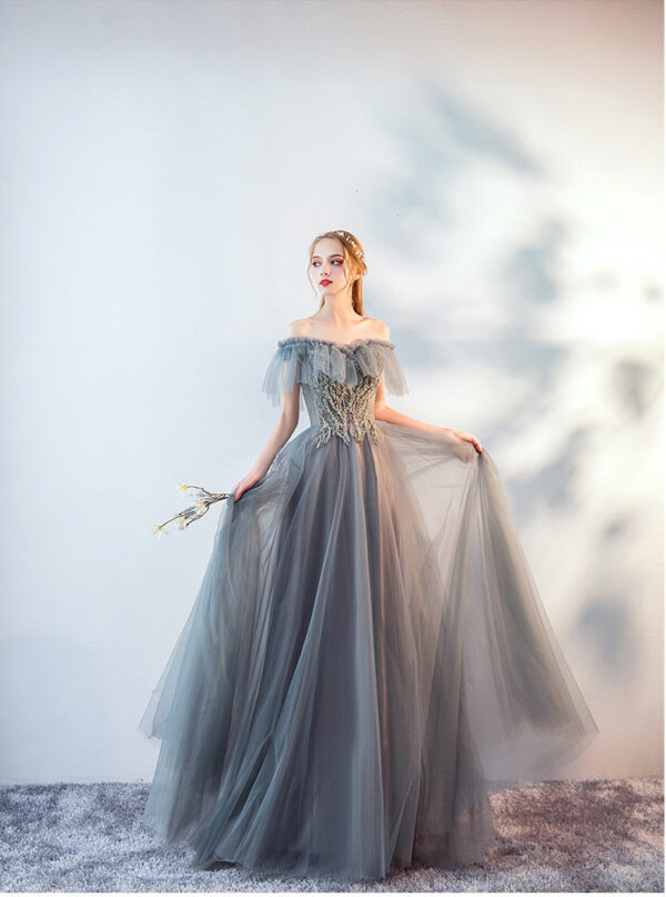 The Host's Annual Meeting Banquet Dress Skirt Fairy Air Shoulder Long Dress Female - Image 2