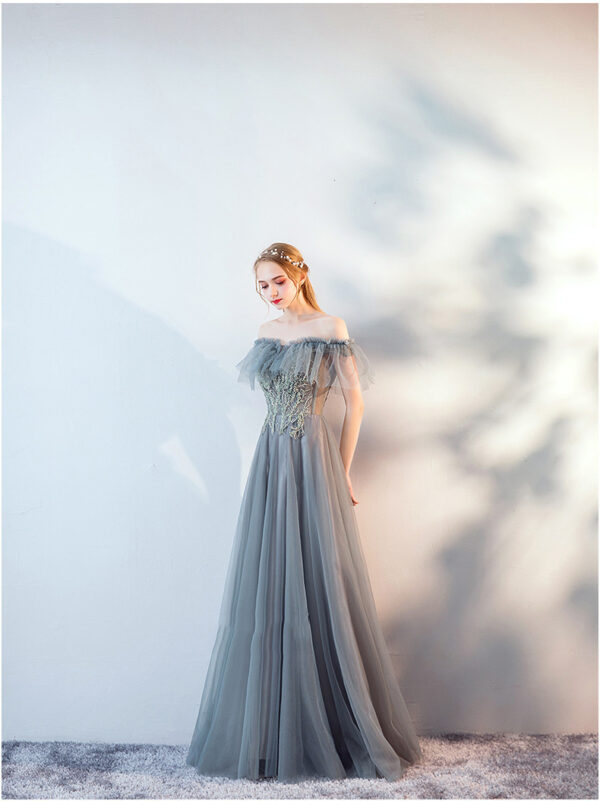 The Host's Annual Meeting Banquet Dress Skirt Fairy Air Shoulder Long Dress Female - Image 4