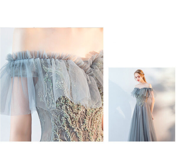 The Host's Annual Meeting Banquet Dress Skirt Fairy Air Shoulder Long Dress Female - Image 6