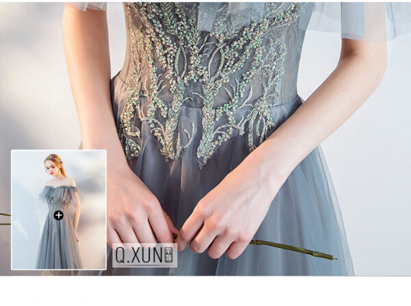 The Host's Annual Meeting Banquet Dress Skirt Fairy Air Shoulder Long Dress Female - Image 7