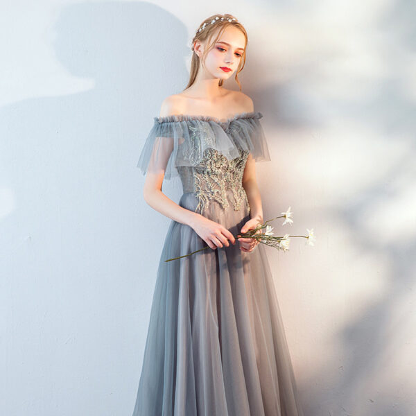 The Host's Annual Meeting Banquet Dress Skirt Fairy Air Shoulder Long Dress Female - Image 9