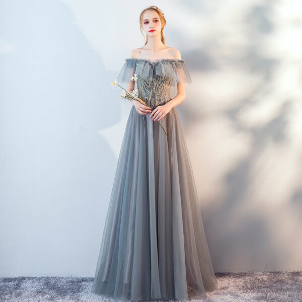 The Host's Annual Meeting Banquet Dress Skirt Fairy Air Shoulder Long Dress Female - Image 8
