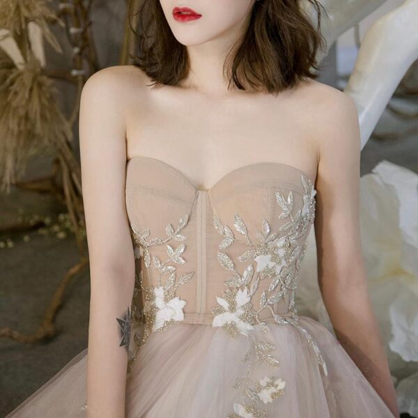 Simple, Strapless And Trailing Evening Dress - Image 4