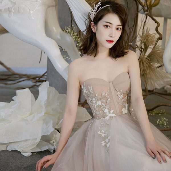 Simple, Strapless And Trailing Evening Dress - Image 6