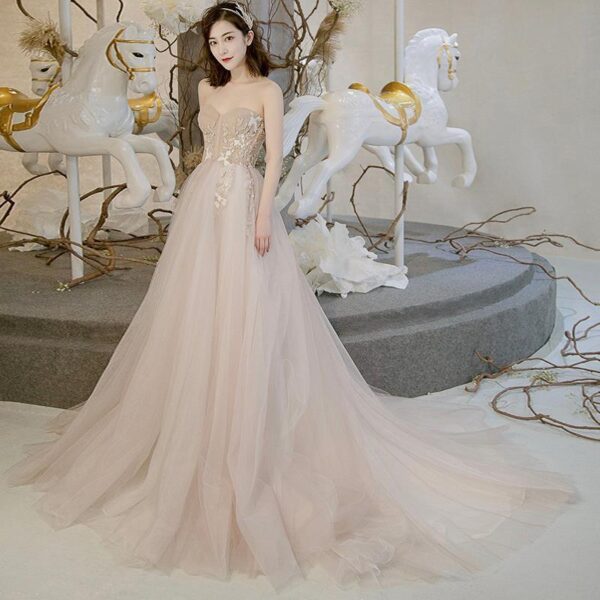 Simple, Strapless And Trailing Evening Dress - Image 2