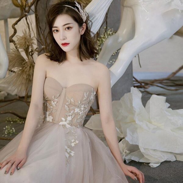 Simple, Strapless And Trailing Evening Dress - Image 7
