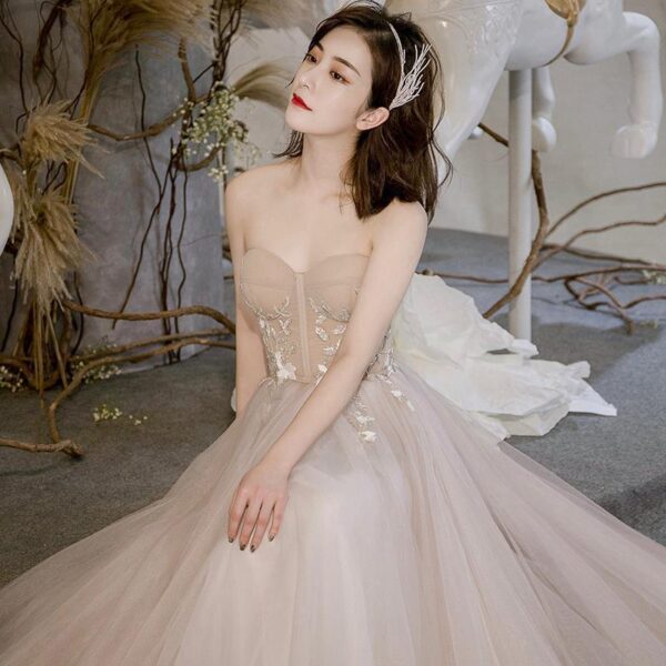 Simple, Strapless And Trailing Evening Dress - Image 3