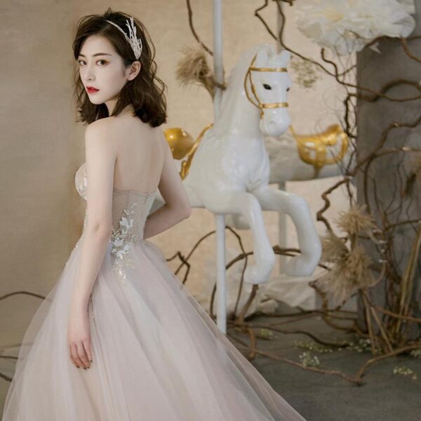 Simple, Strapless And Trailing Evening Dress - Image 5