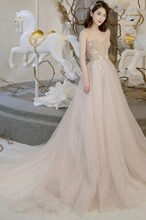 Simple, Strapless And Trailing Evening Dress