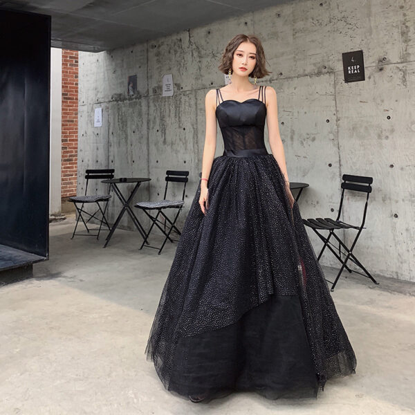 Retro Halter Strap Long Evening Dress - Image 2