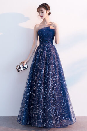 Sexy Strapless Long Evening Gown Toasting