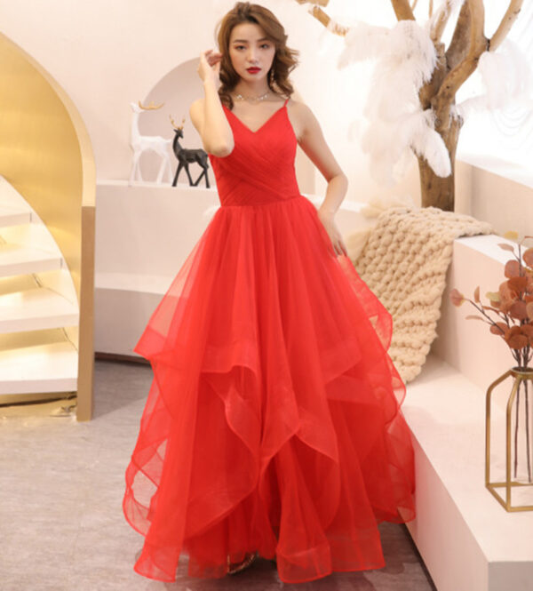 Thin Puff Skirt Sling Banquet Evening Dress - Image 2