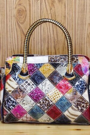 Fashion Trend Leather Snake Pattern Leather Color Stitching Portable Messenger Ladies Bag