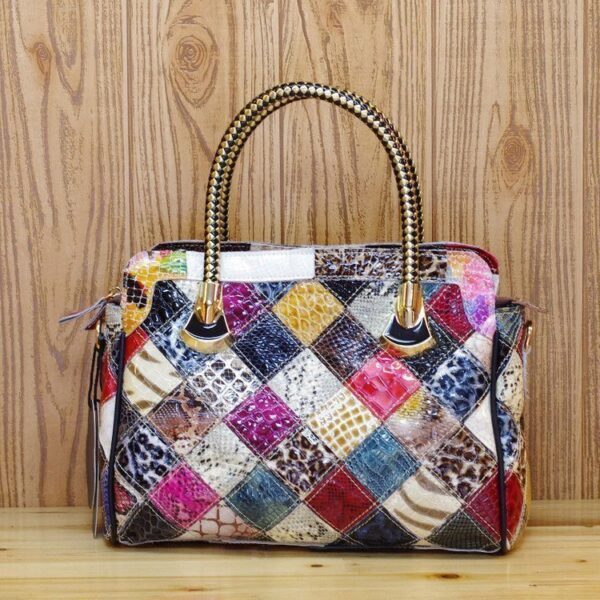 Fashion Trend Leather Snake Pattern Leather Color Stitching Portable Messenger Ladies Bag - Image 4