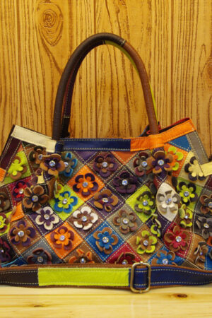 Color Matching Portable Messenger Leather Handbag