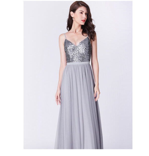 Fairy Full Shiny Sling Sequins Fashion Slim Slimming Party Long Evening Dress - Image 2