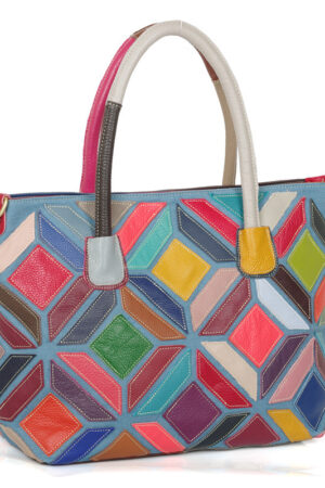 Handmade Color Stitching Handbag Messenger Bag