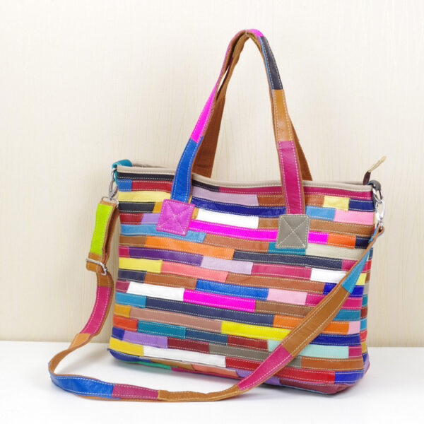 Quality Leather Women Multi-color Stripe Random