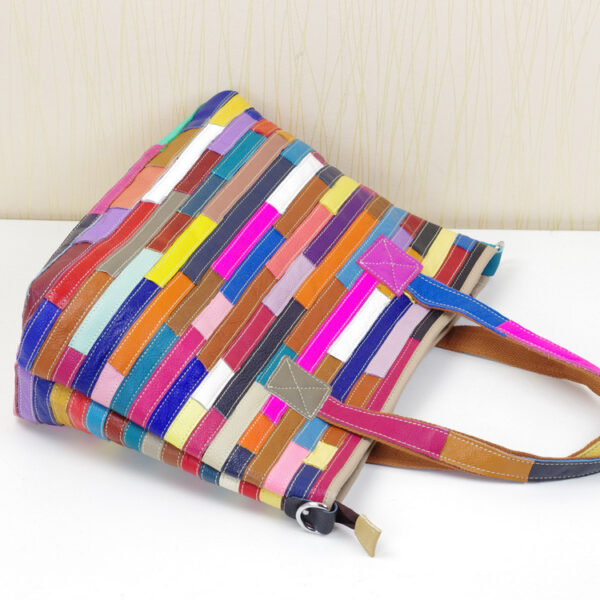 Quality Leather Women Multi-color Stripe Random - Image 4