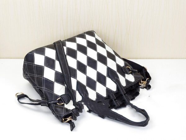 New Fashion Trend Colorful Contrast Color Plaid Stitching One-Shoulder Messenger Casual Leather Cowhide Handbags - Image 3