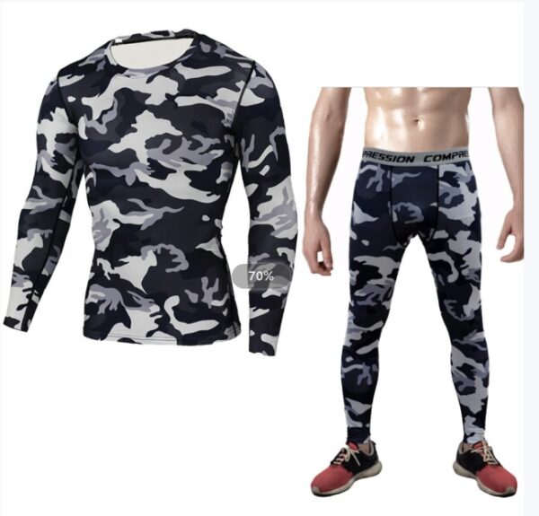 Camouflage Compression Baselayer Set Sports Compression Set Long Sleeve T-Shirt Tights Exercise Clothes Workout Bodysuit Fitness Suits For Men - Image 4