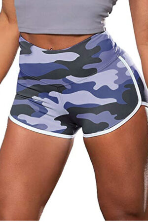 Ladies Camouflage Tie-Dye Print Hip-Up Fitness Casual Shorts