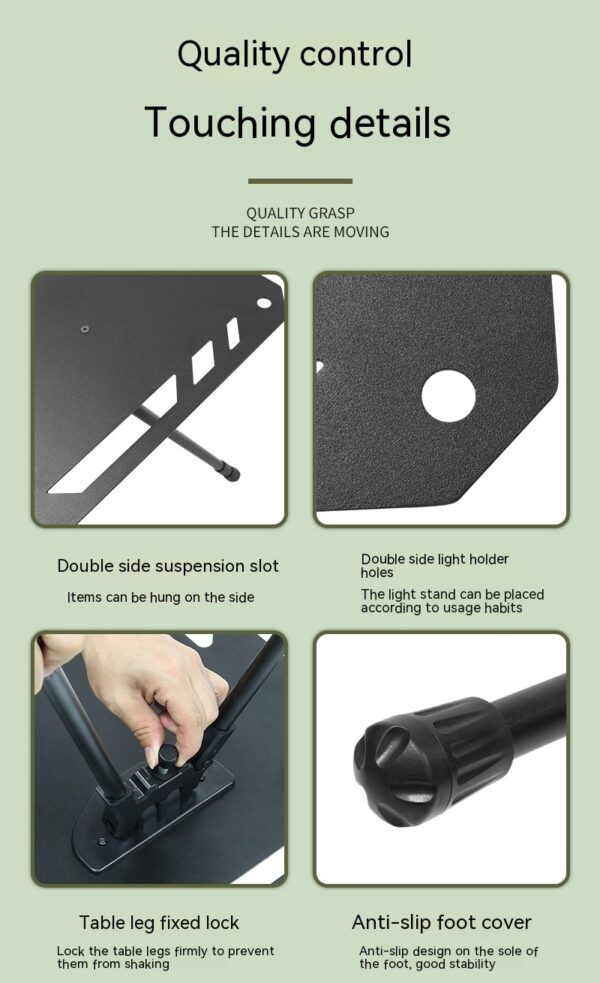 Outdoor Camping Blackened Aluminum Plate Folding Table - Image 10