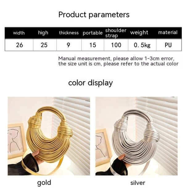 Instafamous Metal Noodles Underarm Bag Fashion Shiny Surface - Image 7