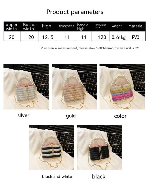 European And American Fashion One-shoulder Ins Women's Crossbody Classic Style Pearl Hand Dinner Bag - Image 10