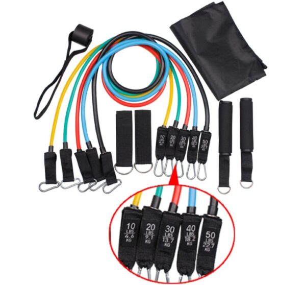 Multifunctional Rally TPE11 Piece Set Fitness Rally Rope Latex Elastic Cord Resistance Ring - Image 7