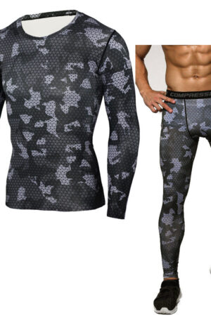 Camouflage Compression Baselayer Set Sports Compression Set Long Sleeve T-Shirt Tights Exercise Clothes Workout Bodysuit Fitness Suits For Men